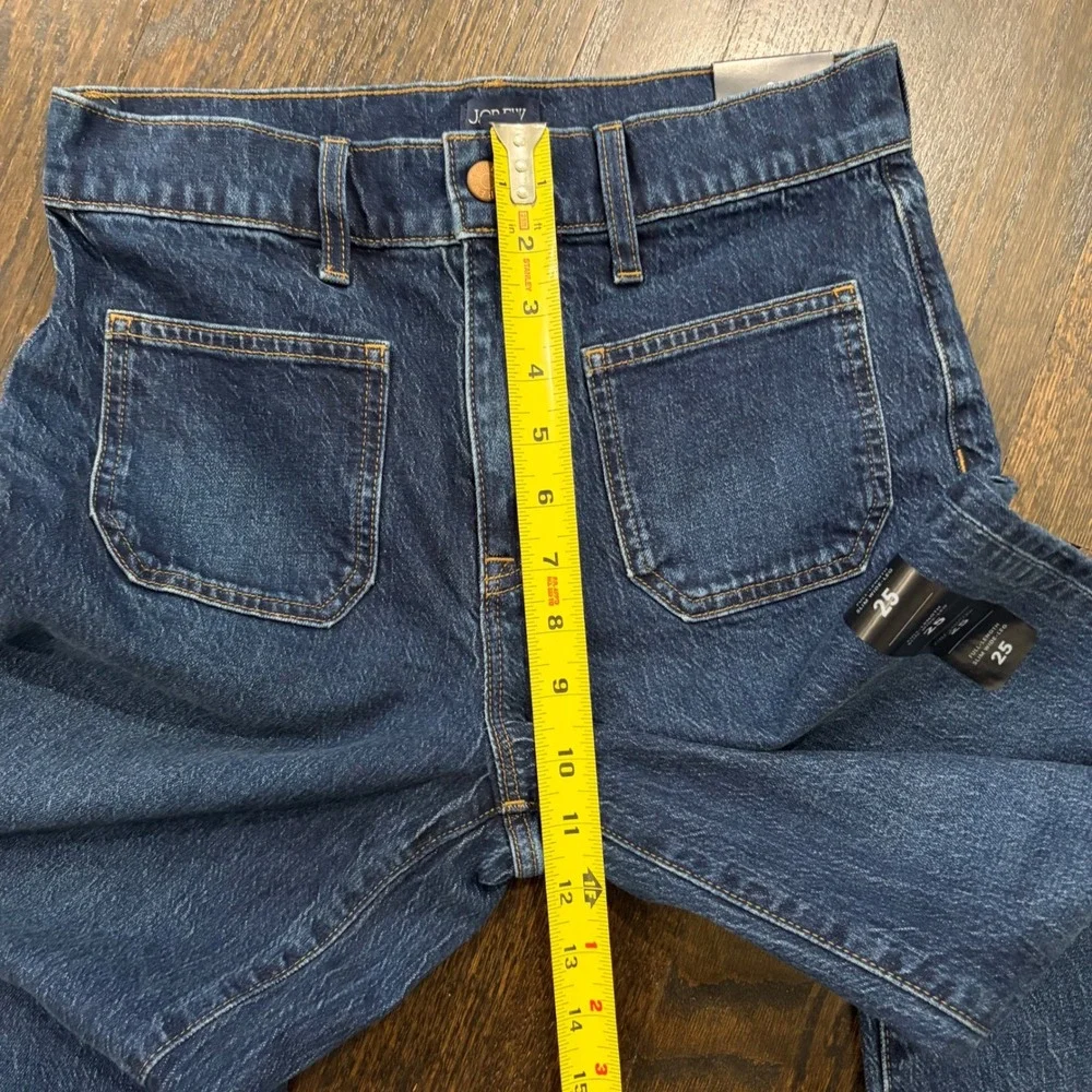J.Crew Slim Wide-Leg Jeans Womens 25 Blue High Rise Patch Pocket Full Length